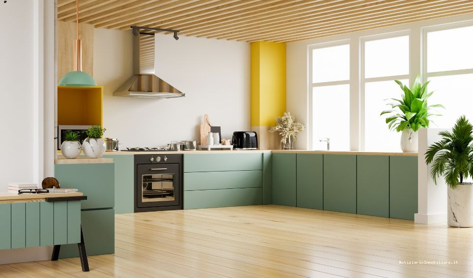 colori per cucine moderne: verde salvia fresco e neutro